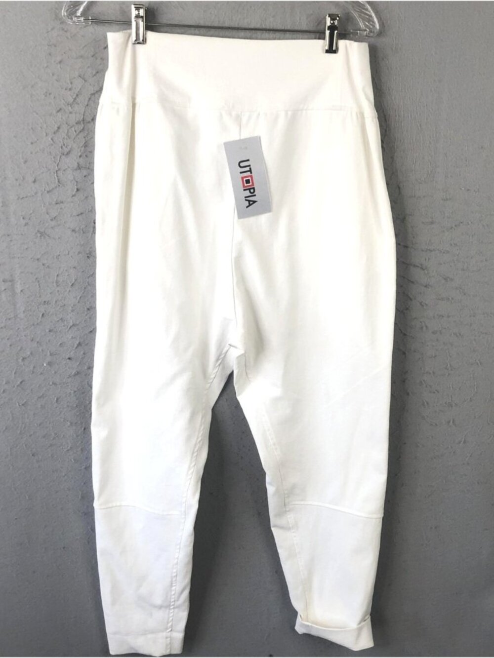 Anarkh  Pants Womens Medium White Linen Jogger High Waist Modern Minimalist NEW